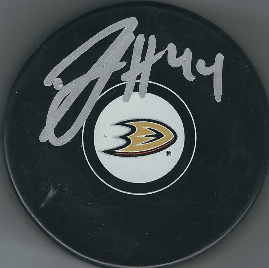 Autographed MICHAEL DEL ZOTTO Anaheim Ducks Hockey Puck
