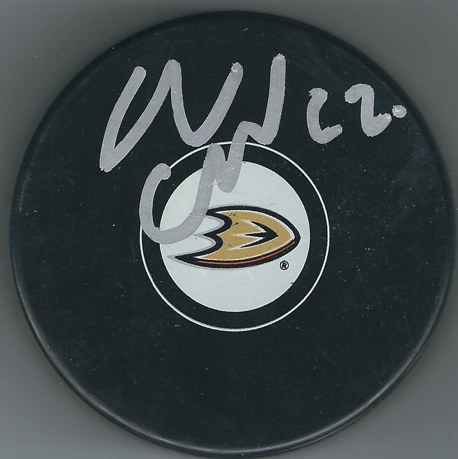 Autographed ADAM CRACKNELL Anaheim Ducks Hockey Puck
