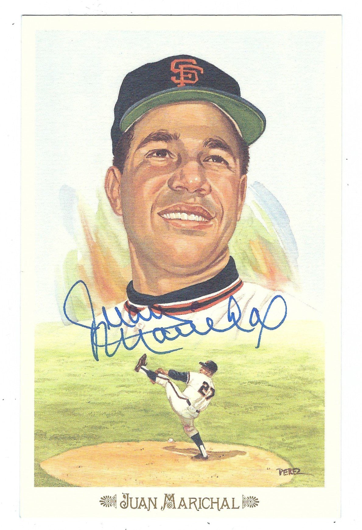 Autographed JUAN MARICHAL Perez-Steele Celebration Giants Postcard