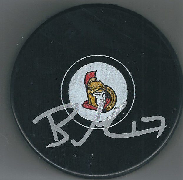 Autographed BRIAN GIBBONS Ottawa Senators Hockey Puck