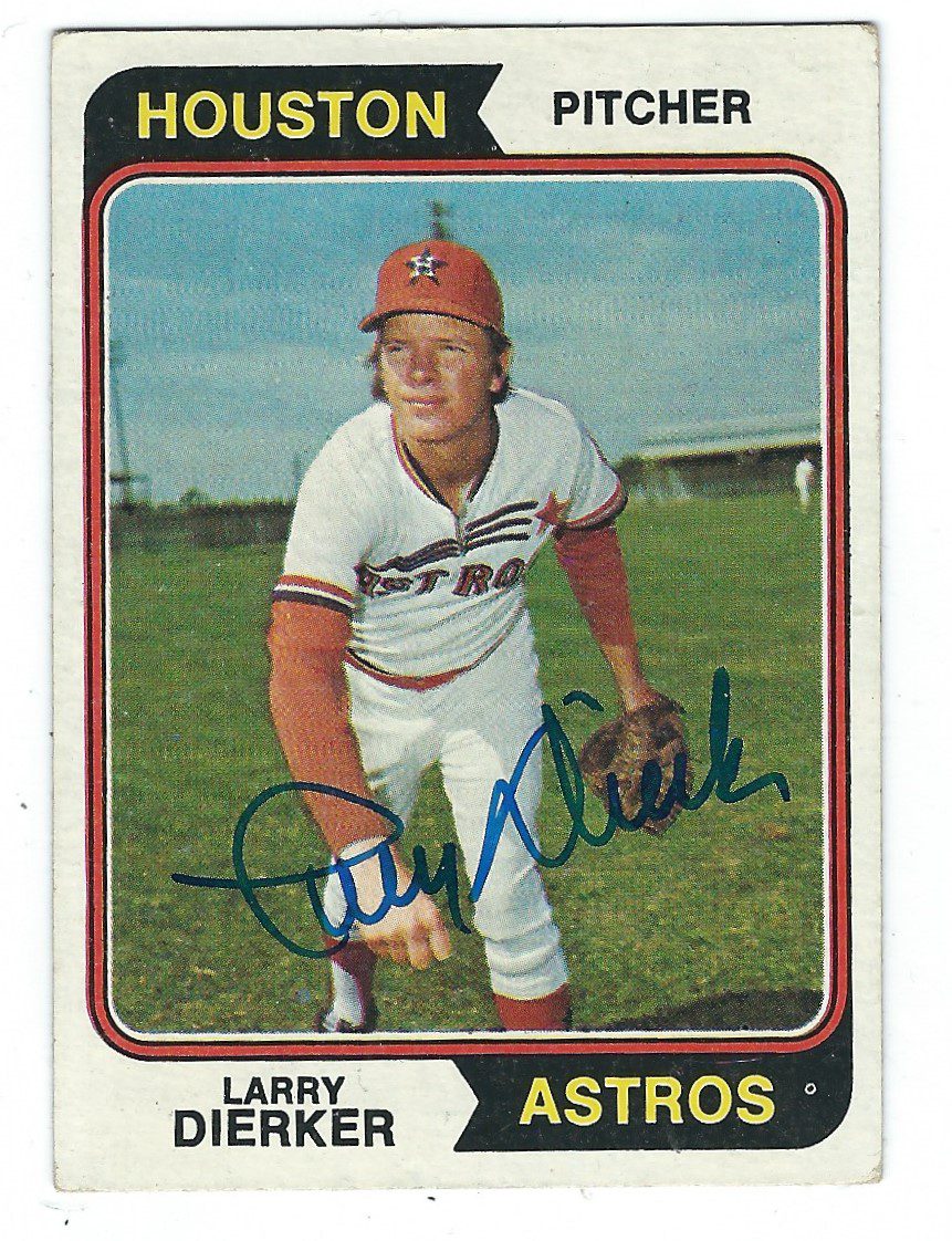 Autographed LARRY DIERKER Houston Astros 1974 Topps Card