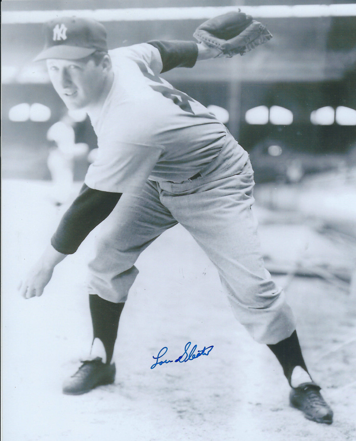 AUTOGRAPHED LOU SLEATER 8x10 New York Yankees Photo