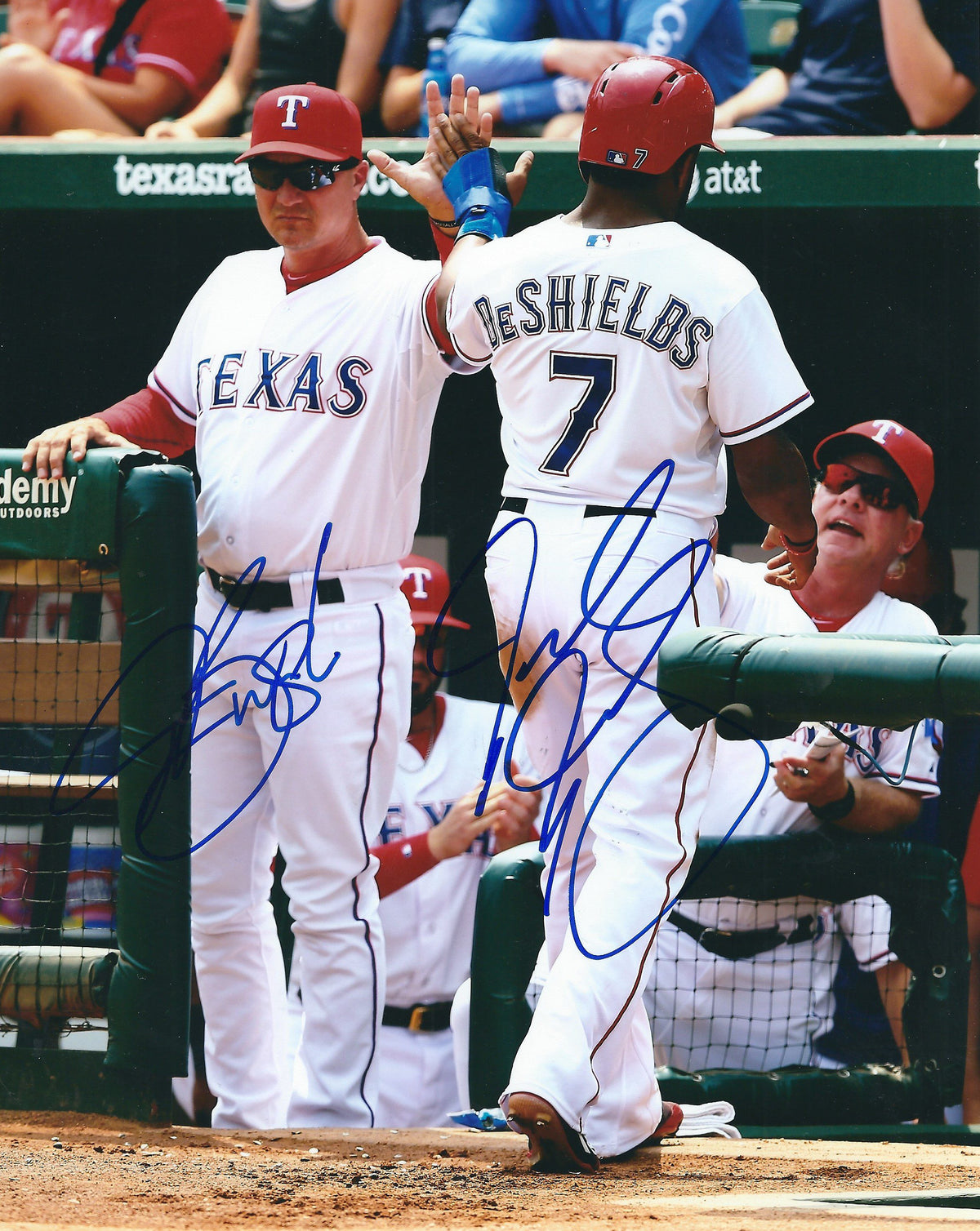 AUTOGRAPHED JEFF BANISTER &amp; DELINO DESHIELDS 8X10 Texas Rangers Photo