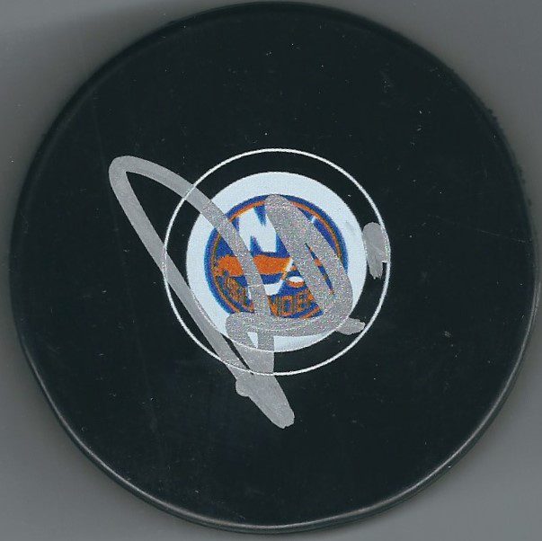 Autographed THOMAS GREISS New York Islanders Hockey Puck