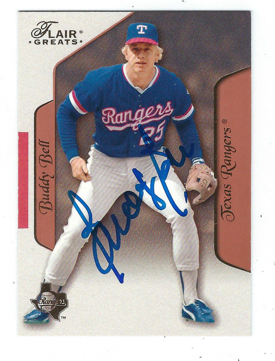 Autographed BUDDY BELL Texas Rangers 2003 Flair Greats Card