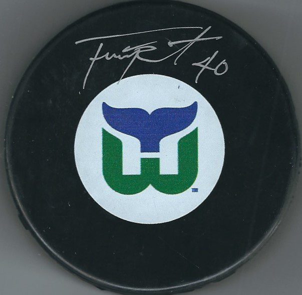 Autographed FRANK PIETRANGELO Hartford Whalers Hockey Puck