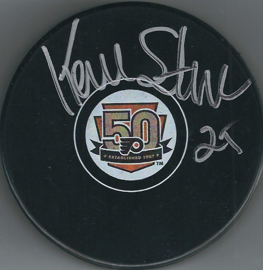 Autographed KEVIN STEVENS Philadelphia Flyers 50th Anniversary Hockey Puck