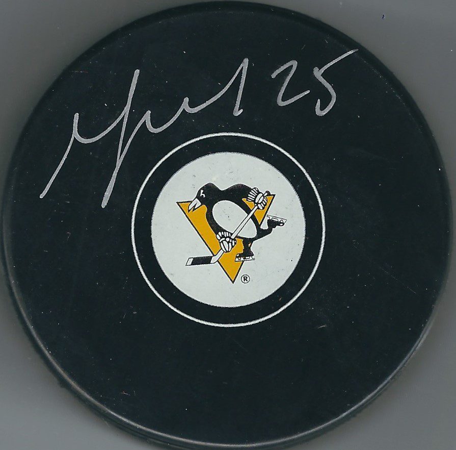 Autographed MAX TALBOT Pittsburgh Penguins Hockey Puck