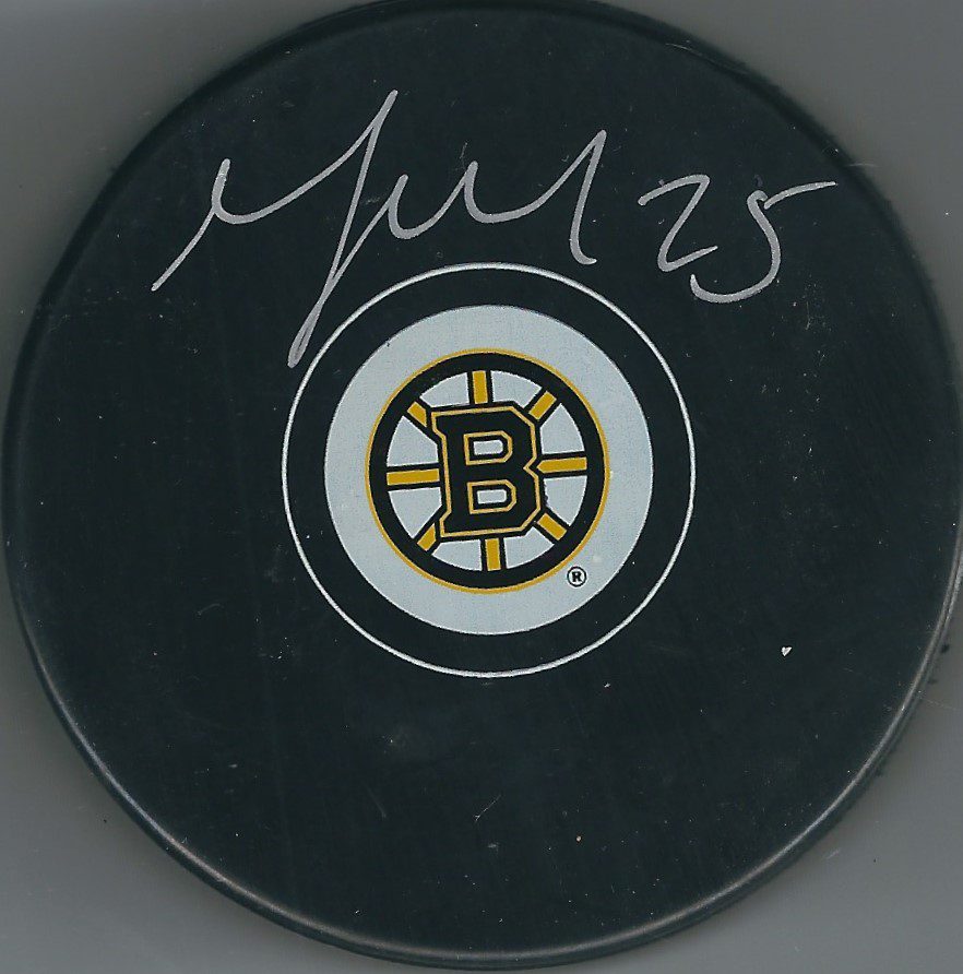 Autographed MAX TALBOT Boston Bruins Hockey Puck