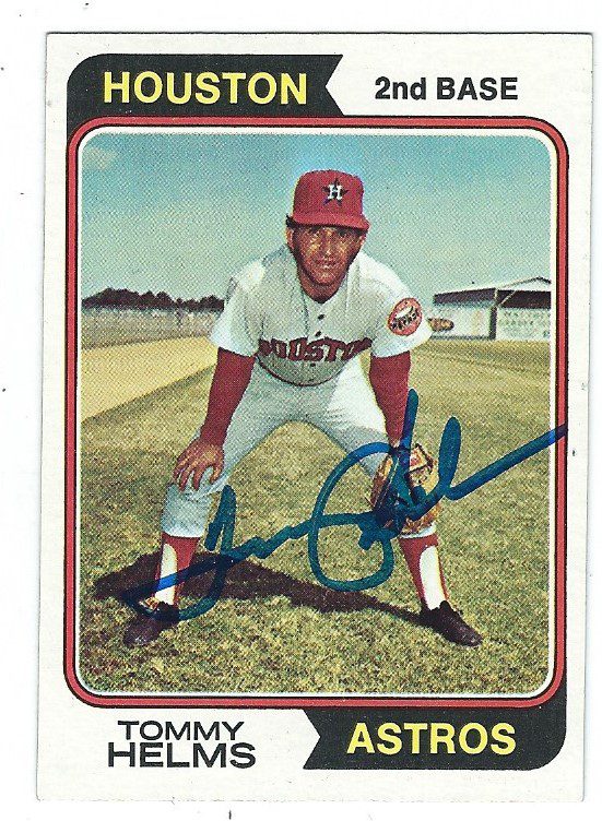 Autographed TOMMY HELMS Houston Astros 1974 Topps  Card