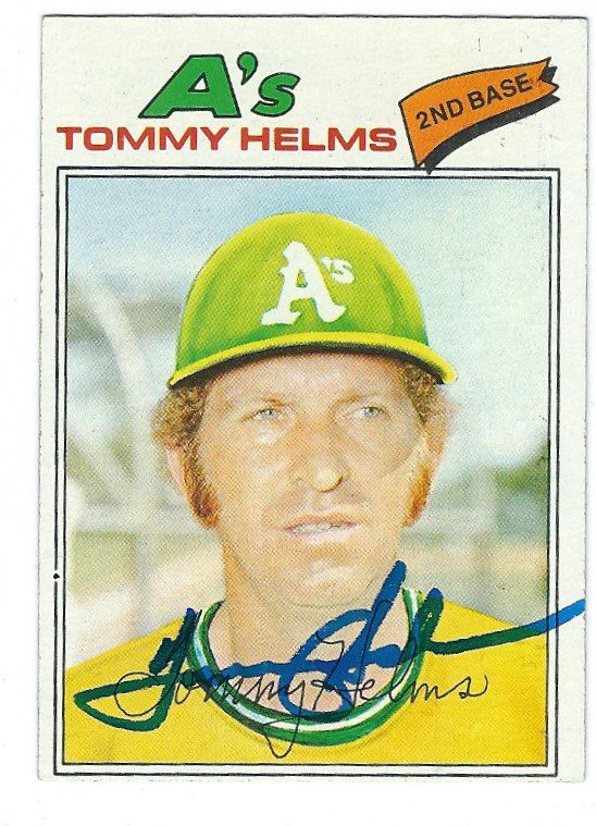 Autographed TOMMY HELMS 1977 OPC Card