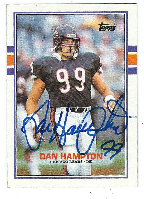 Autographed DAN HAMPTON 1989 Topps Chicago Bears Card
