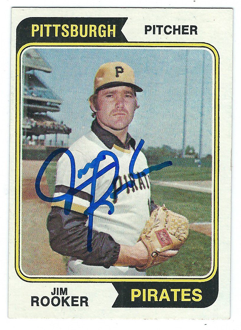 Autographed JIM ROOKER Pittsburgh Pirates 1974 Topps Card