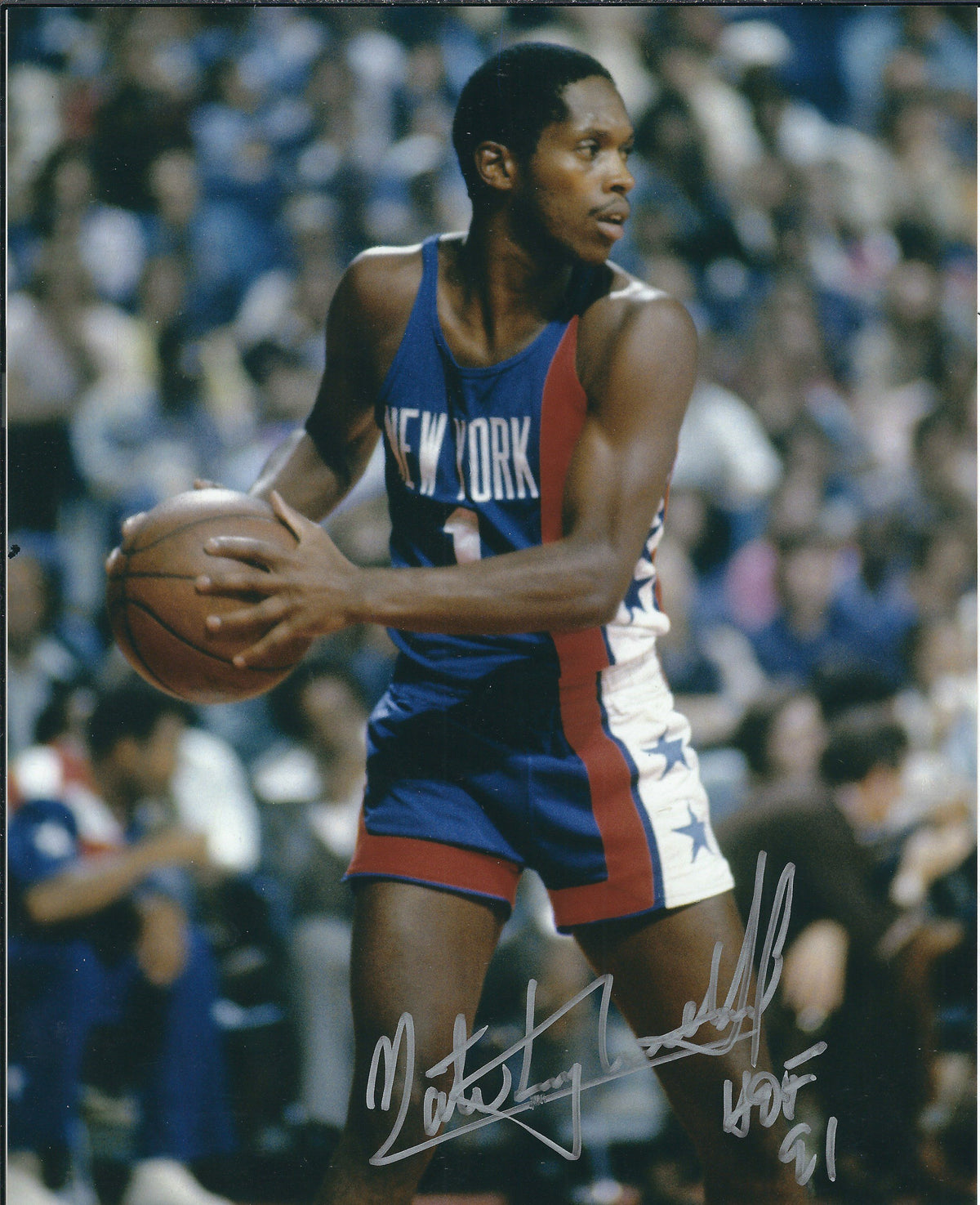 Autographed NATE ARCHIBALD 8X10 NEW YORK NETS photo