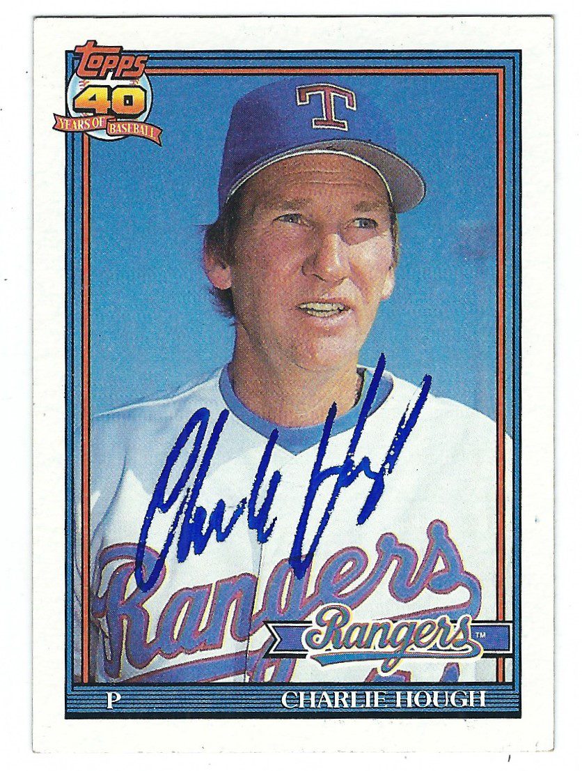 Autographed CHARLIE HOUGH 1991 Topps Card