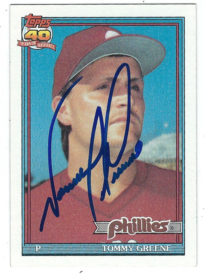 Autographed TOMMY GREENE 1991 Topps Card