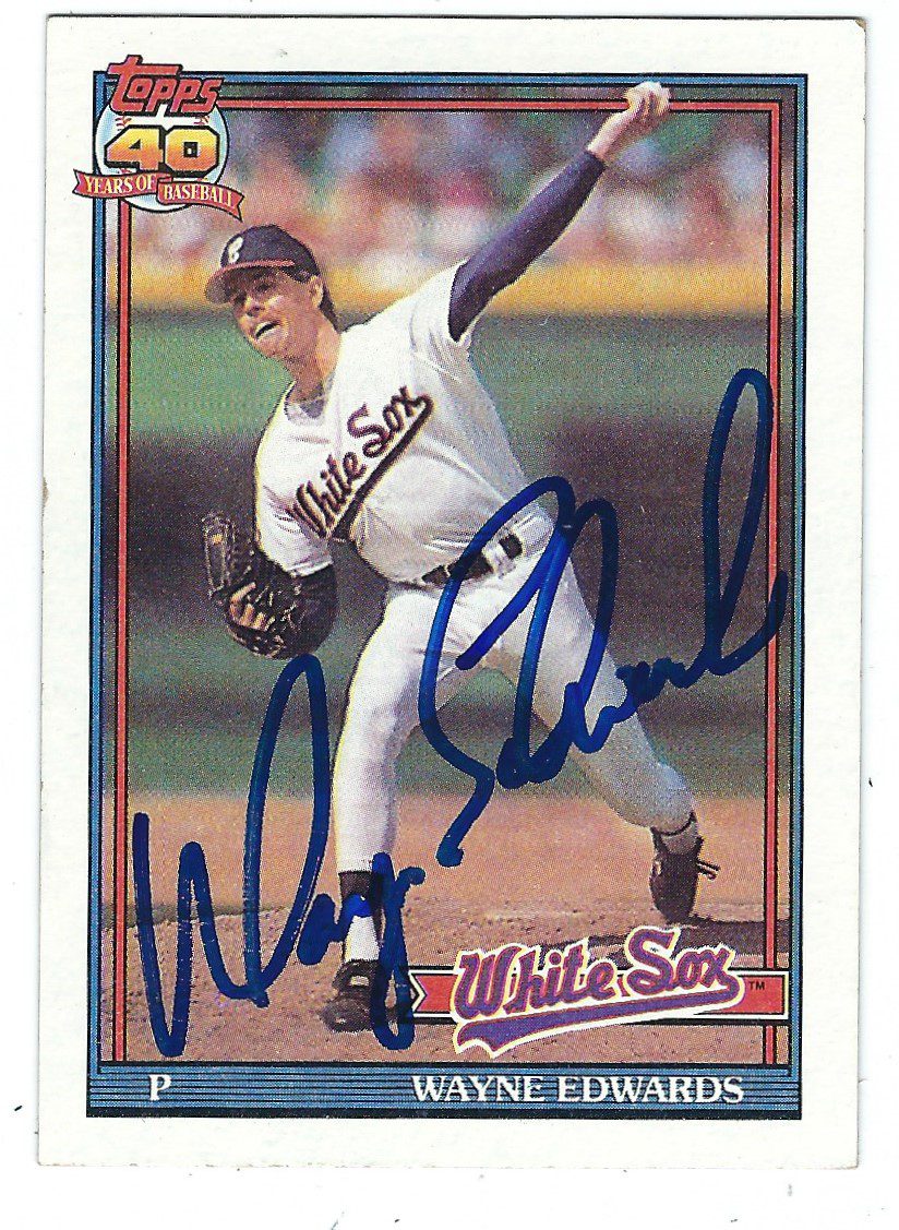 Autographed WAYNE EDWARDS 1991 Topps Card