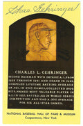 Autographed Charlie Gehringer Hall of Fame Gold Plaque