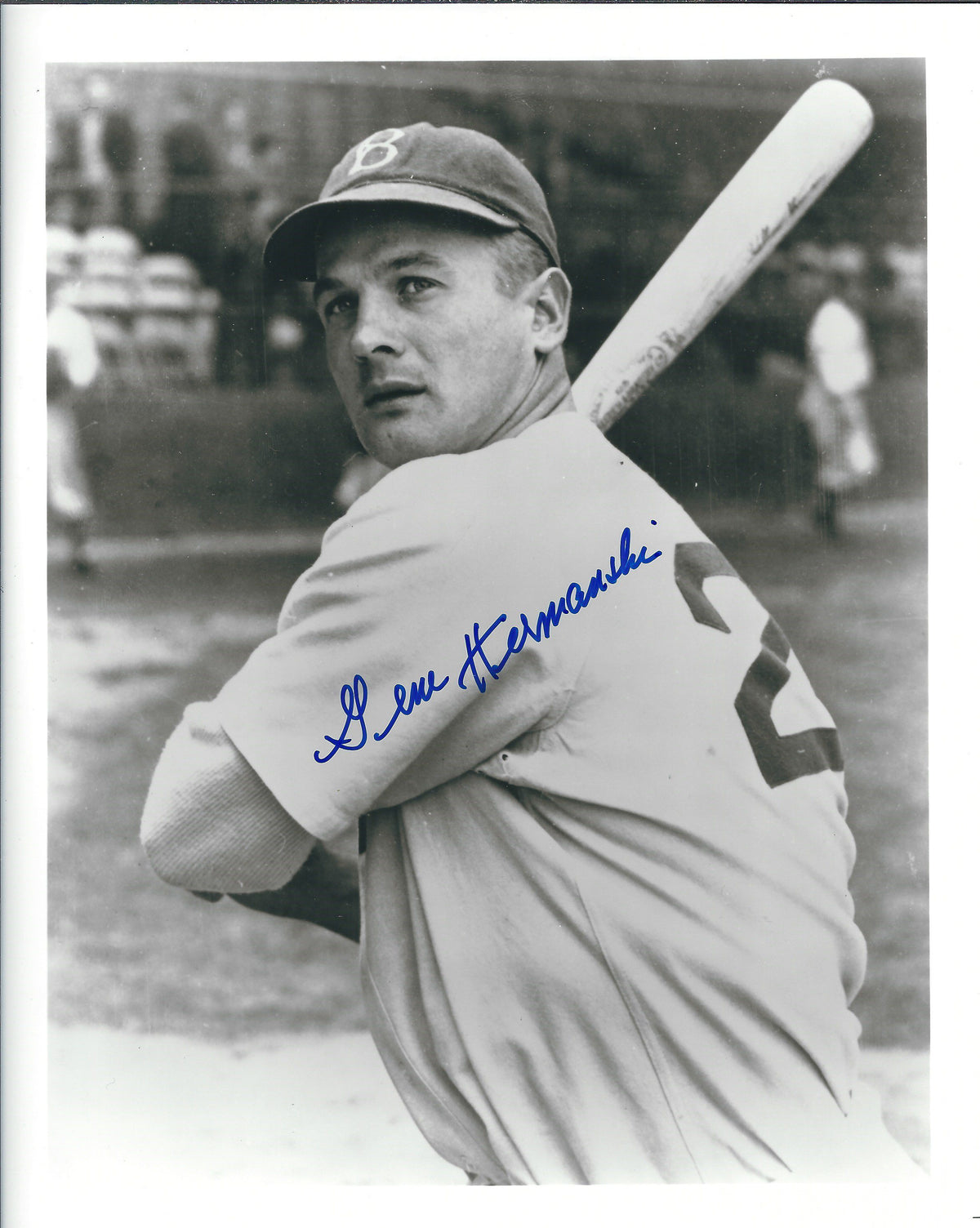 AUTOGRAPHED GENE HERMANSKI 8x10 Brooklyn Dodgers photo