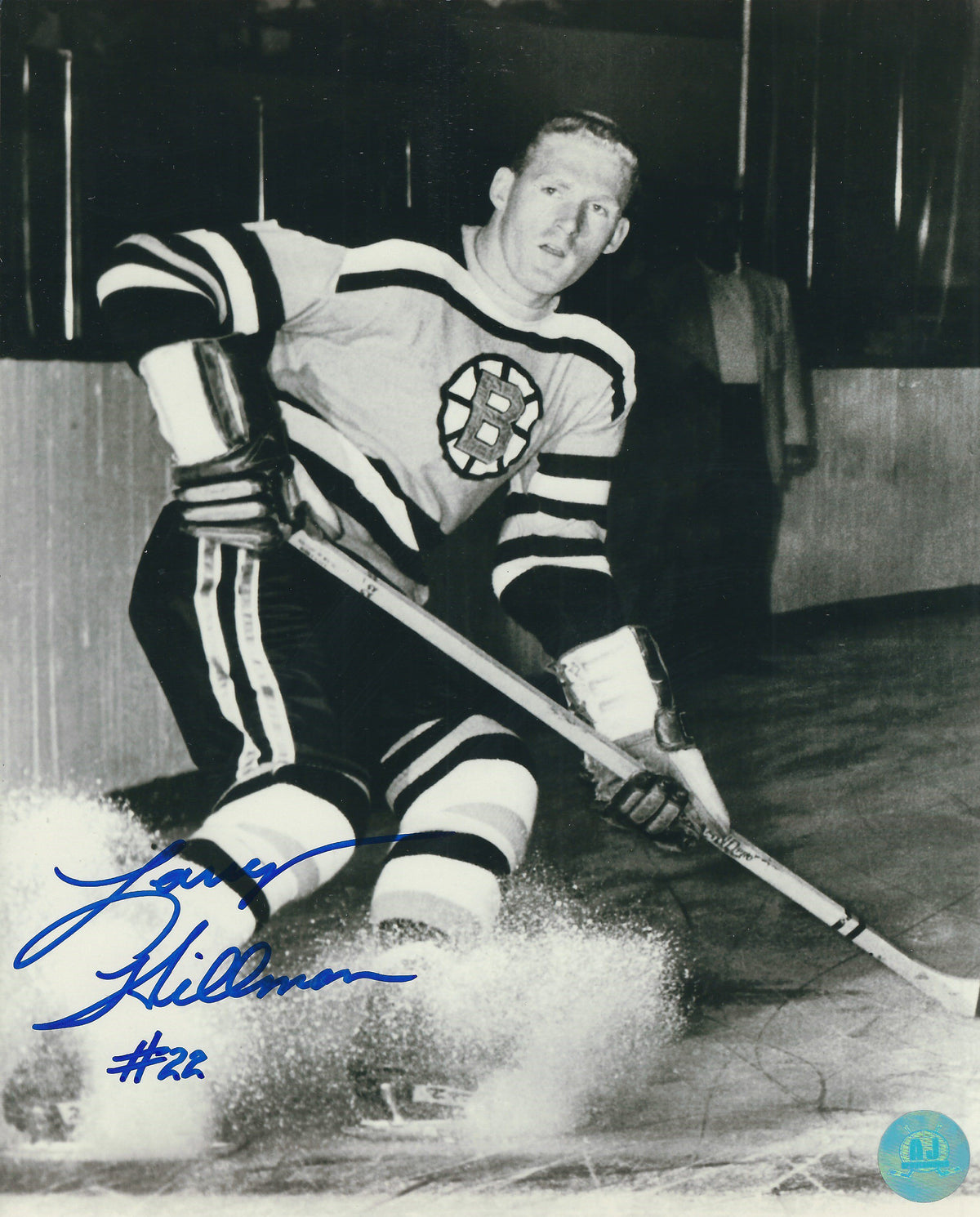 Autographed LARRY HILLMAN 8X10 Boston Bruins  Photo