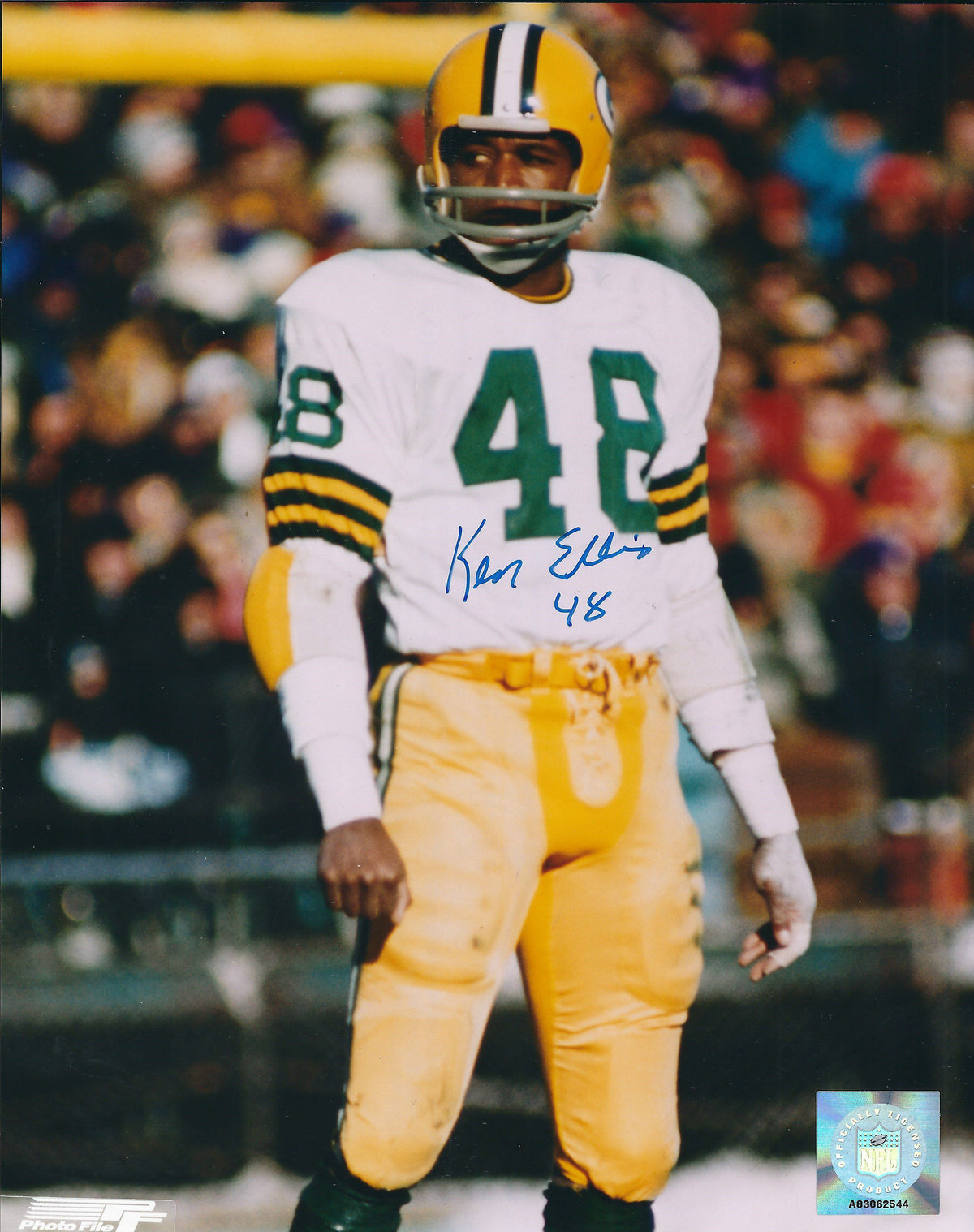 Autographed KEN ELLIS 8X10 Green Bay Packers Photo