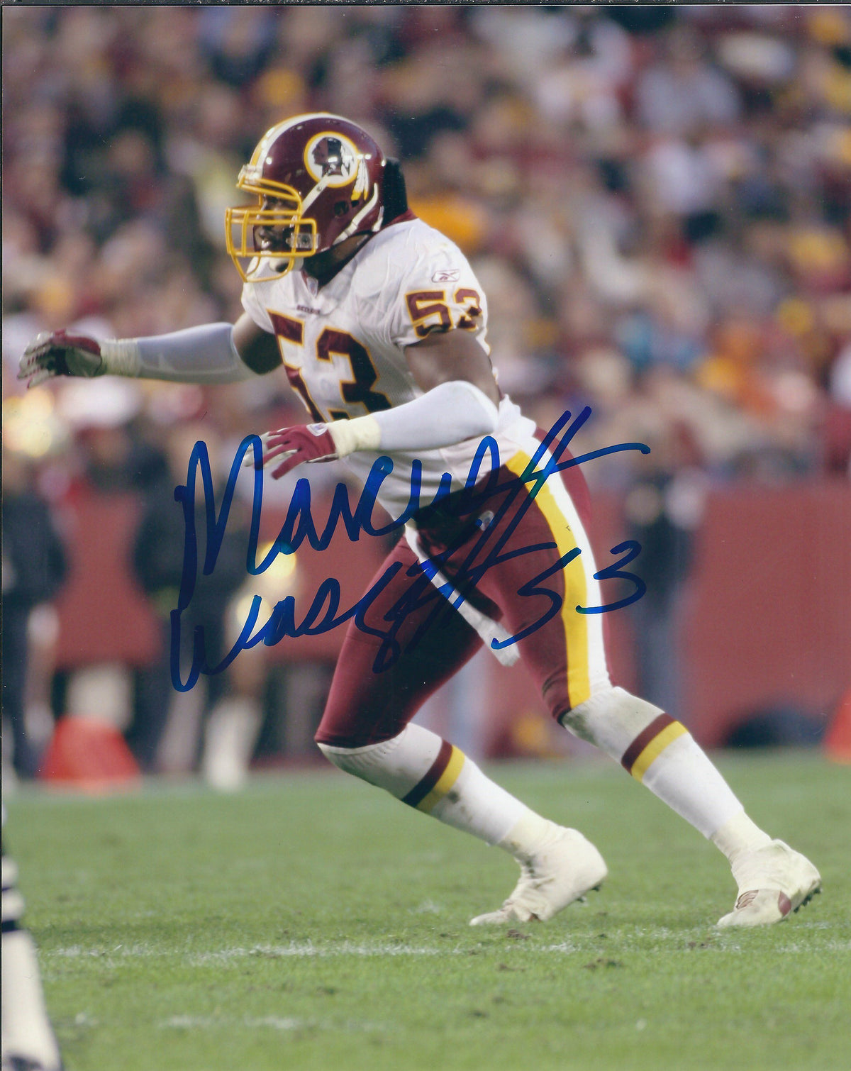 Autographed MARCUS WASHINGTON 8x10 Washington Redskins Photo