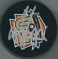 AUTOGRAPHED ANDY DELMORE Philadelphia Flyers 50th Anniversary Hockey Puck