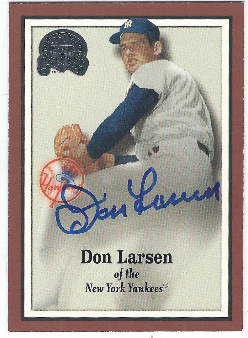 Autographed DON LARSEN 2000 FLEER GREATS of the GAME CARD