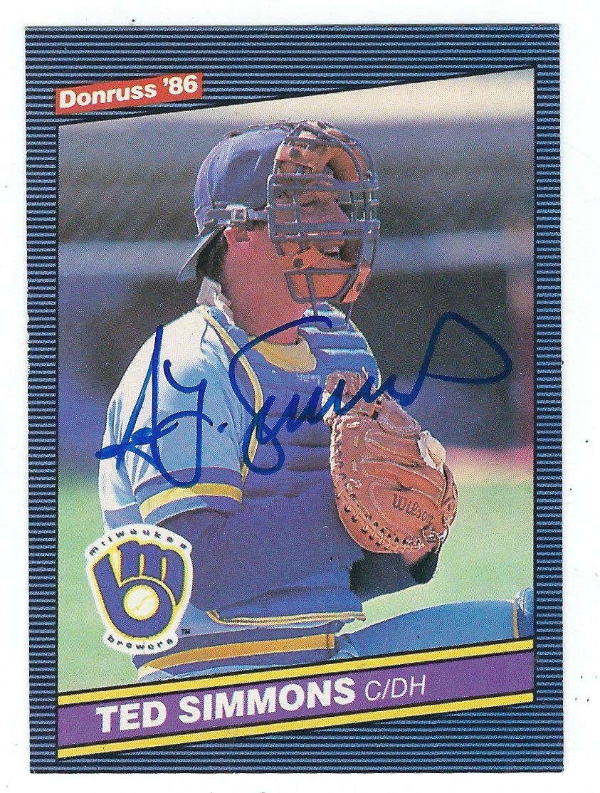 Autographed TED SIMMONS Milwaukee Brewers 1986 Donruss Card