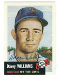 Autographed DAVEY WILLIAMS 1953 Topps Archives Card