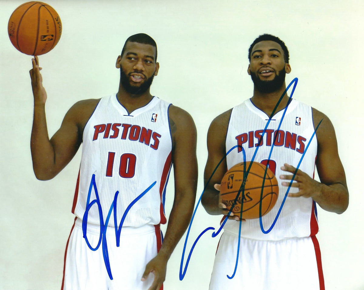 Autographed  GREG MONROE &amp; ANDRE DRUMMOND 8X10 Detroit Pistons Photo