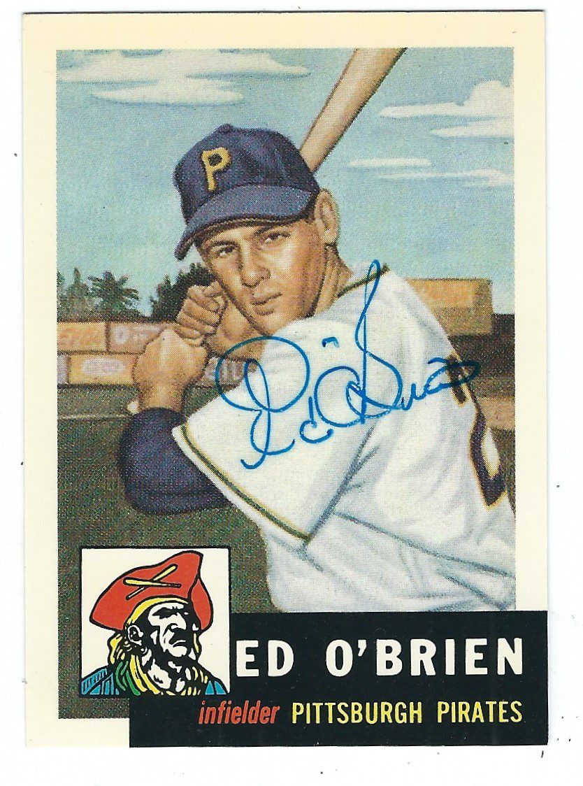 Autographed  ED O'BRIEN 1953 Topps Archives Card