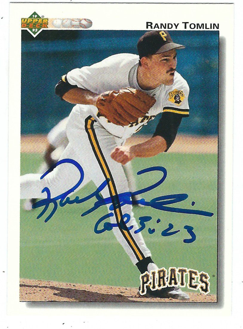 Autographed RANDY TOMLIN 1992 UPPER DECK Card