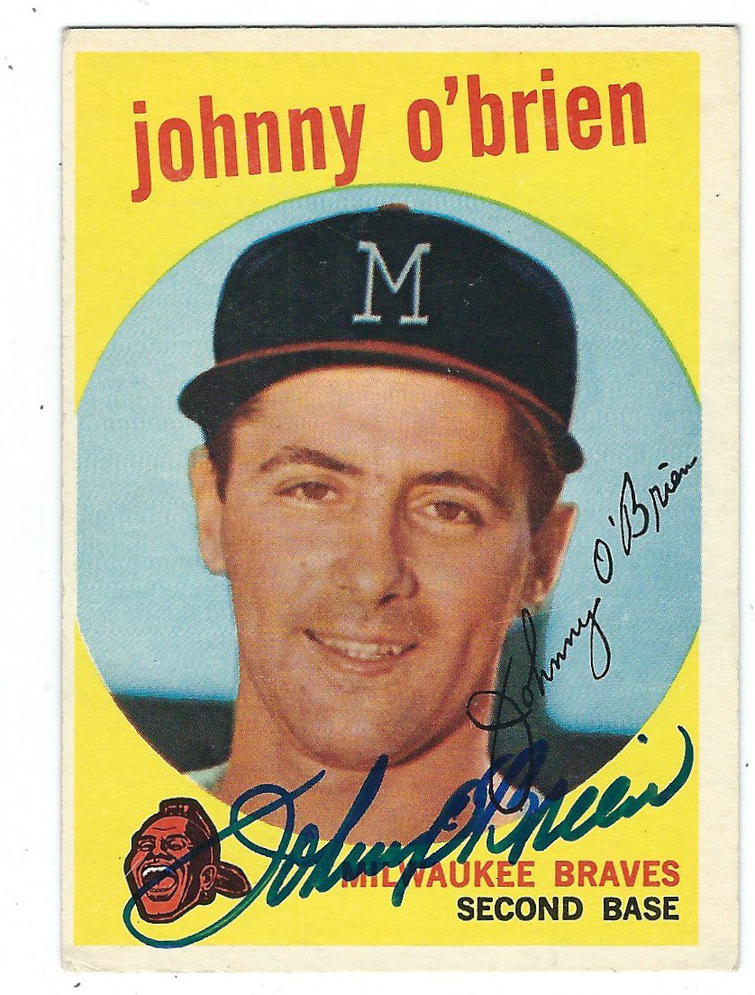 Autographed 1959 JOHNNY O'BRIEN Topps Card