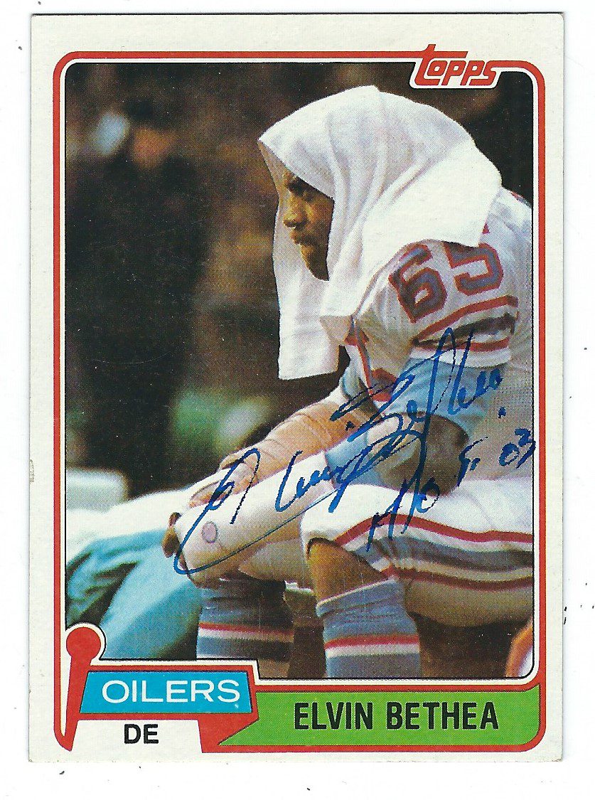 ELVIN BETHEA Autographed 1981 Topps Houston Oilers Card