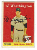 Autographed AL WORTHINGTON 1958 Topps Card