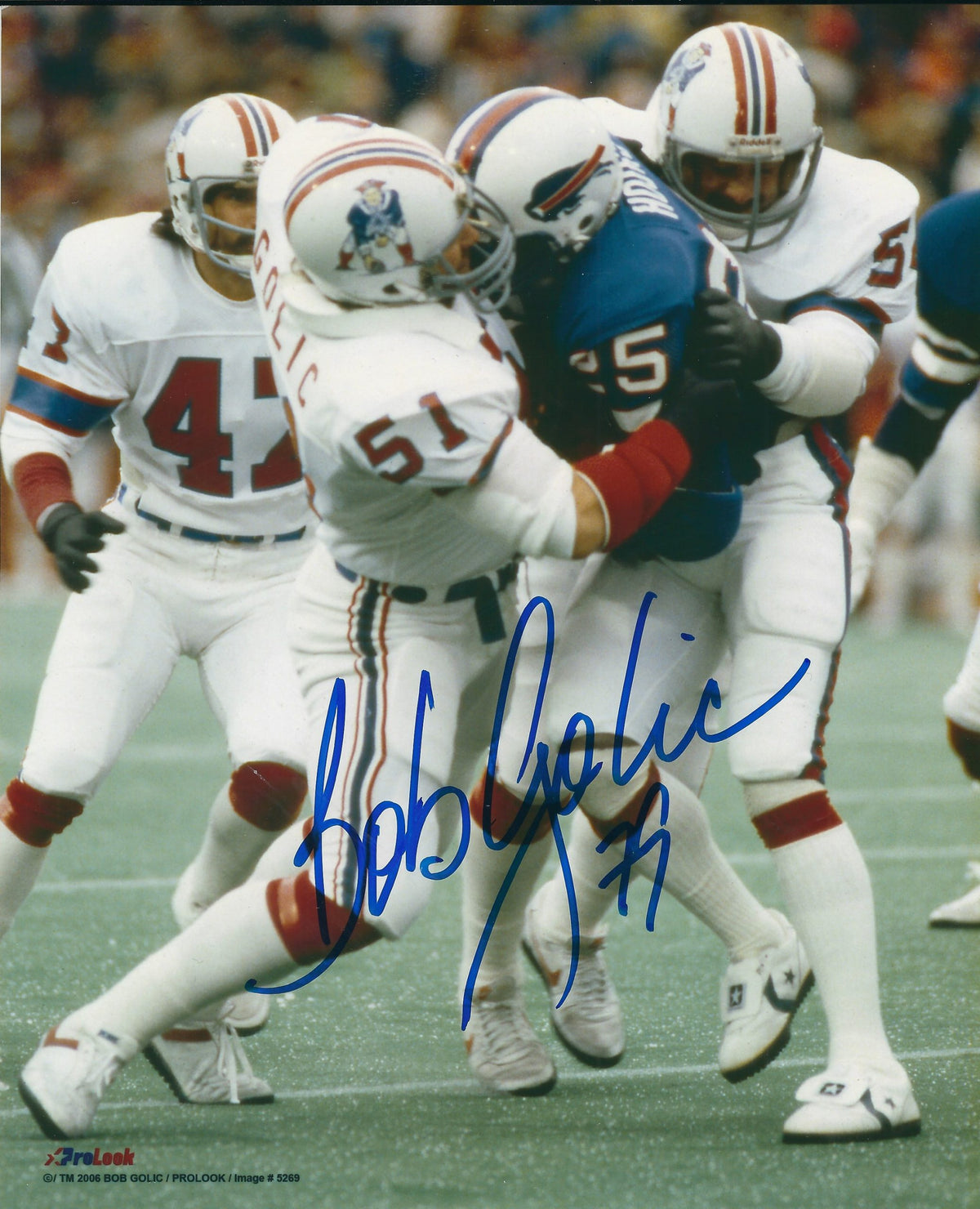 AUTOGRAPHED BOB GOLIC 8x10 New England Patriots photo