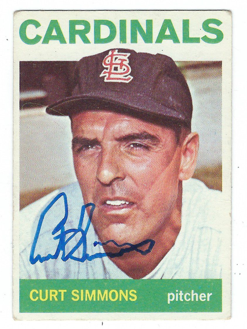 Autographed CURT SIMMONS 1964 Topps Card