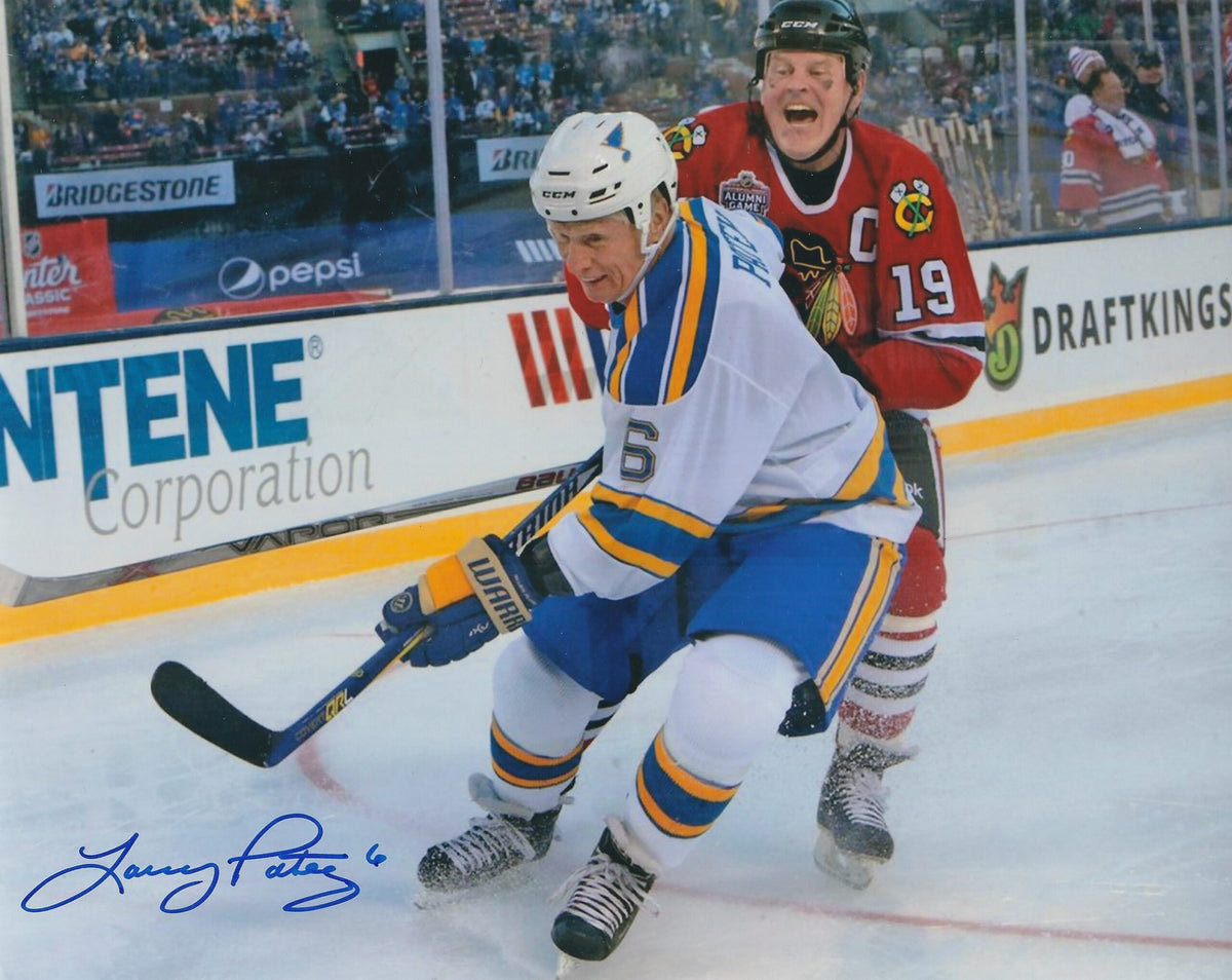 Autographed LARRY PATEY 8X10 St. Louis Blues Photo