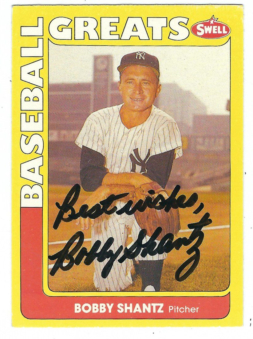Autographed BOBBY SHANTZ 1991 Swell Baseball Great Card