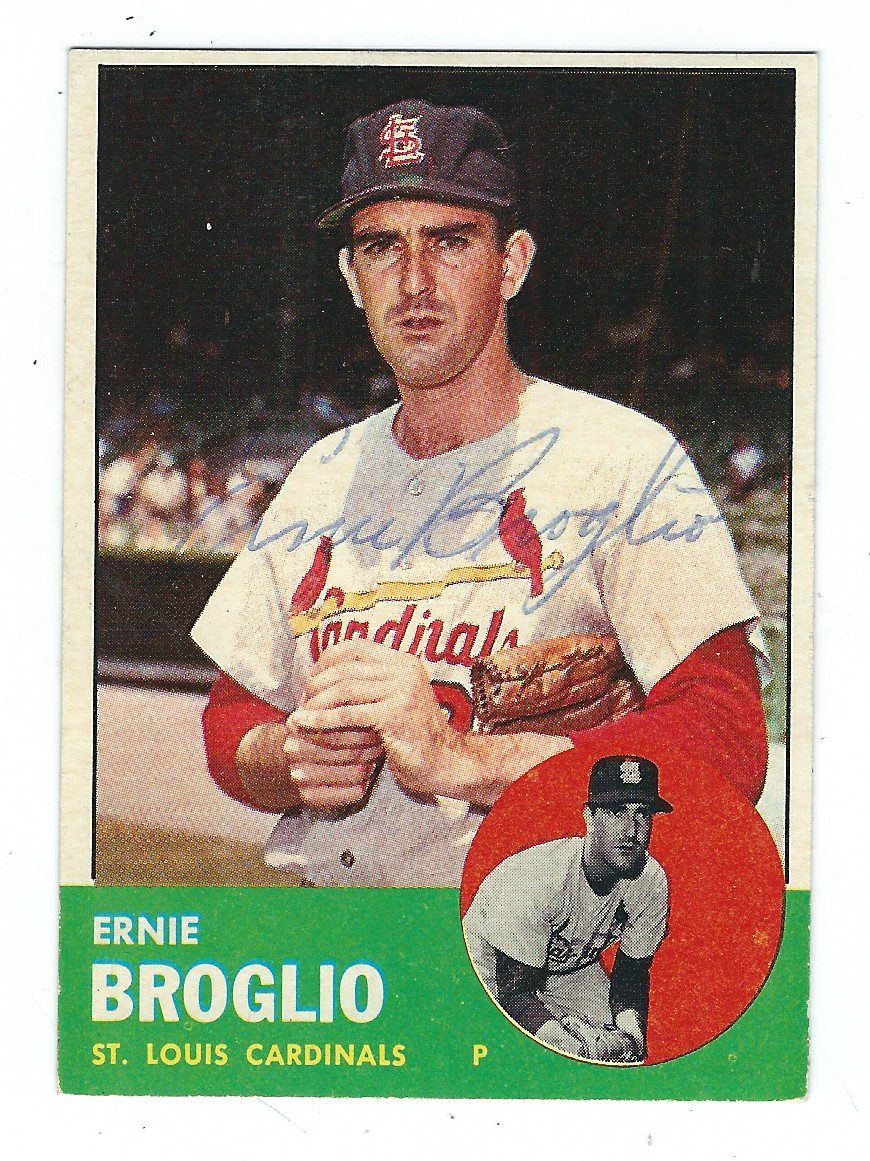 Autographed ERNIE BROGLIO 1963 Topps Card