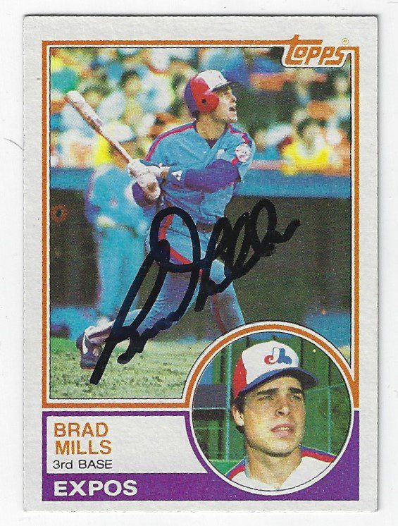 Autographed BRAD MILLS Montreal Expos 1983 Topps Card