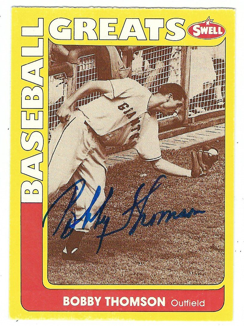 Autographed BOBBY THOMSON 1991 Swell Baseball Greats card