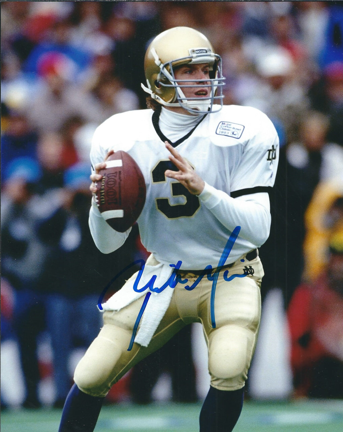 Autographed RICK MIRER 8x10 Notre Dame Photo
