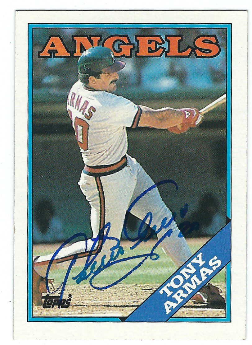 Autographed TONY ARMAS California Angels 1988 Topps Card