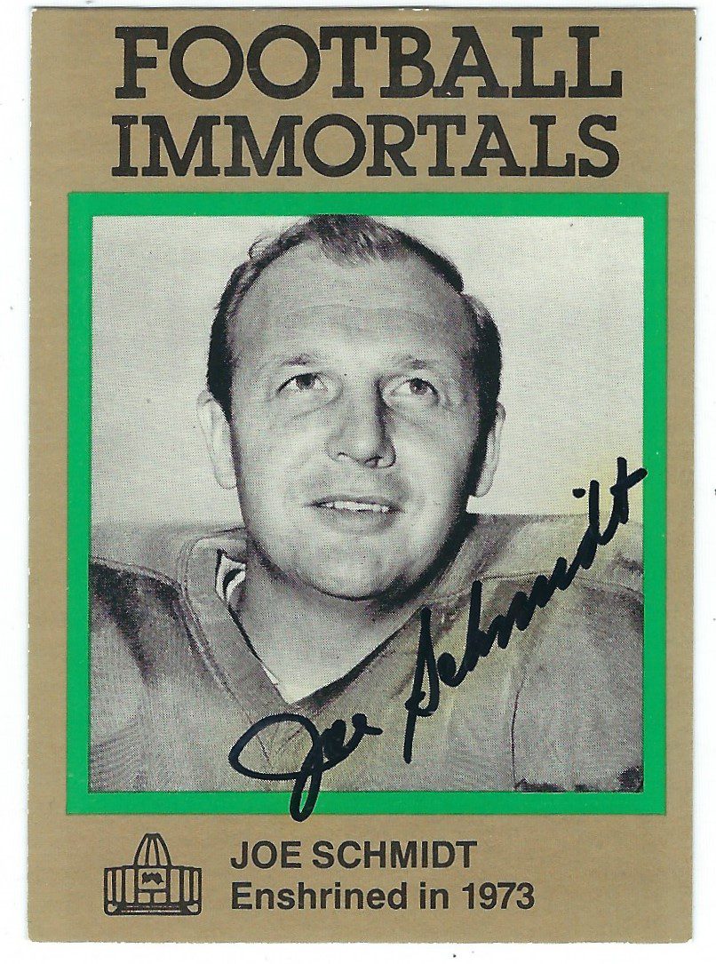 Autographed JOE SCHMIDT Detroit Lions Football Immortals Card #107