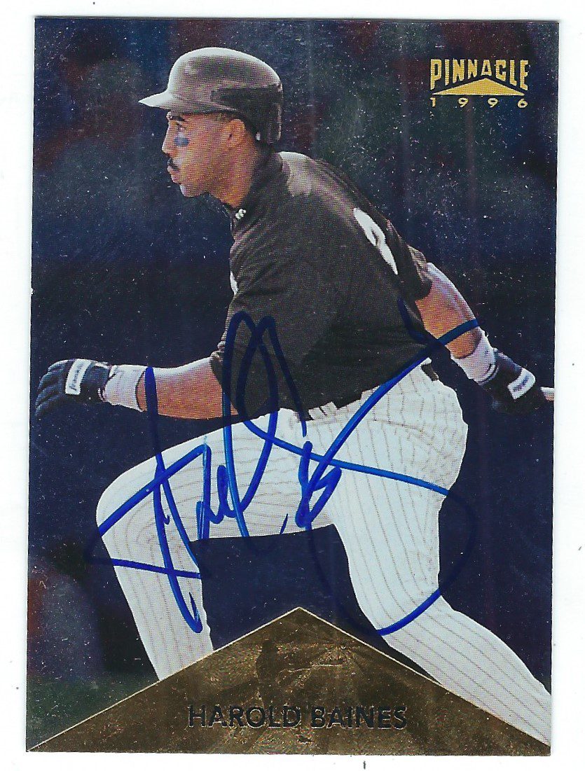 Autographed  HAROLD BAINES 1996 Pinnacle Card