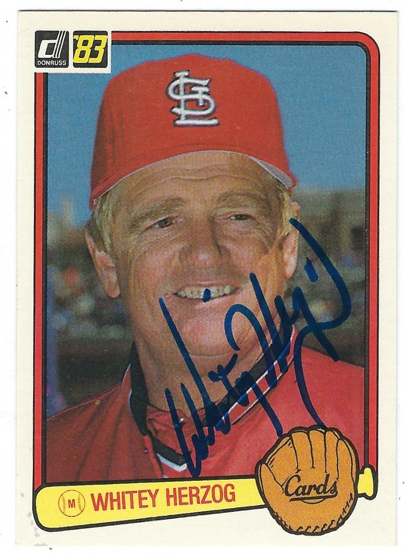 Autographed WHITEY HERZOG 1983 DONRUSS Card