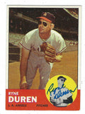 Autographed RYNE DUREN 1963 Topps Card