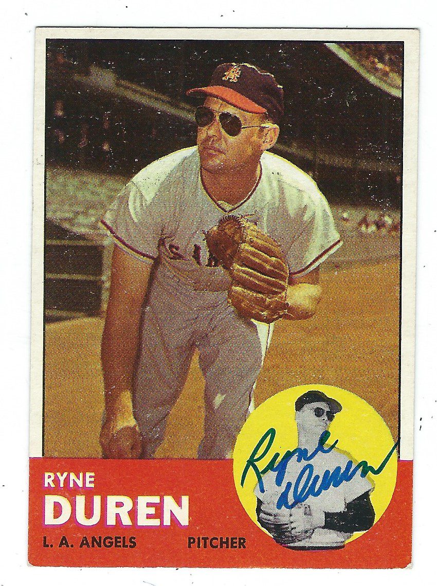 Autographed RYNE DUREN 1963 Topps Card
